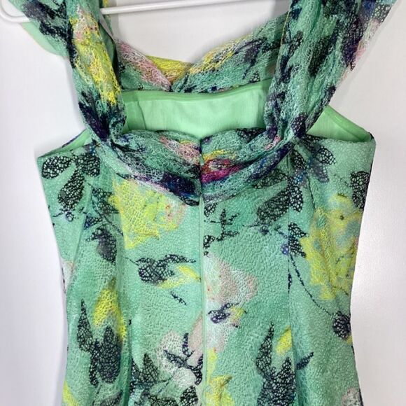 ML Monique Lhuillier Allie Floral Print Lace Midi Dress Off Shoulder Size 2 - Picture 13 of 16